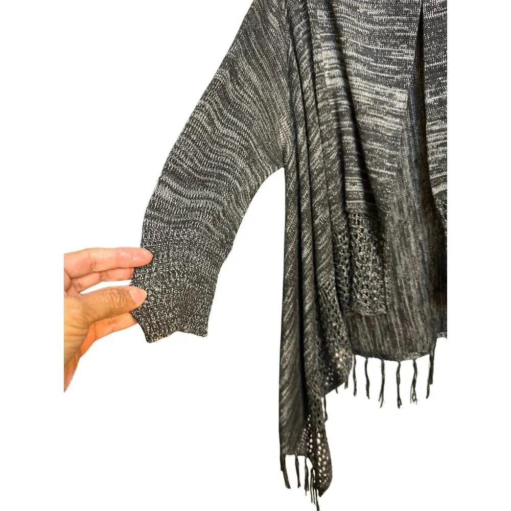 One World  Size XL  Live and Let Live Women's Cardigan Sweater Gray/Black